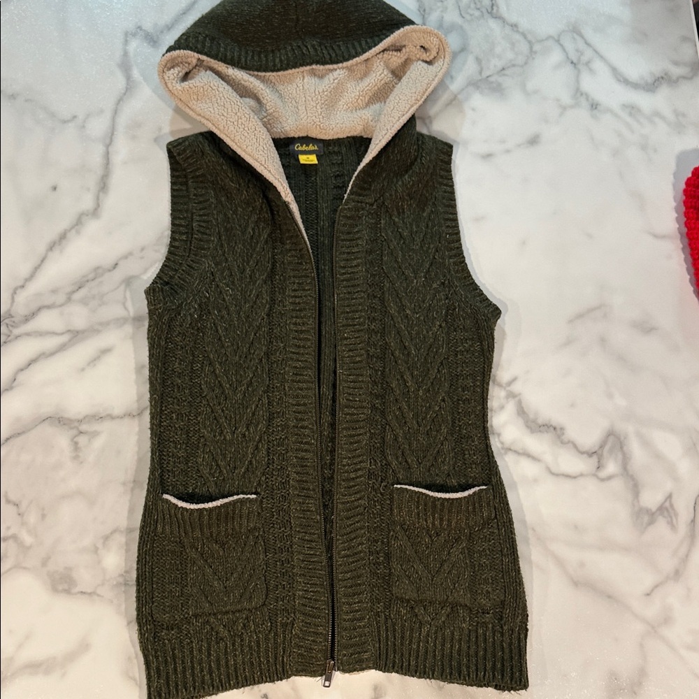 Cabela’s Olive Green Hooded Knit Vest